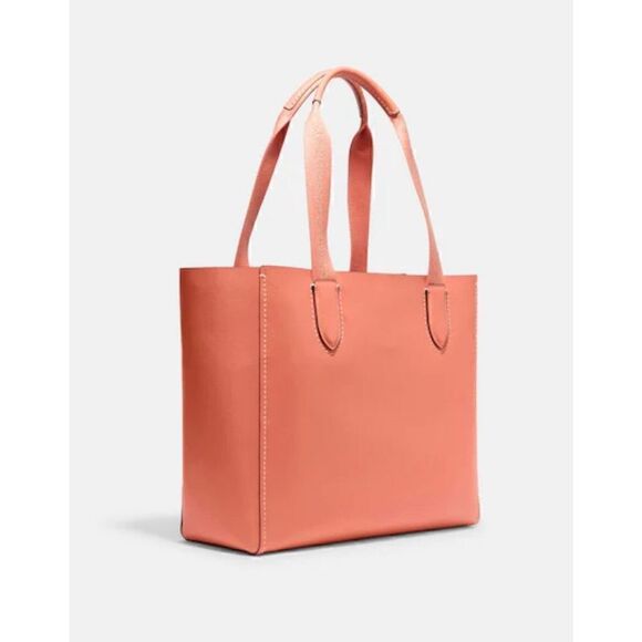 🆕🔥NWT! Coach DERBY Tote Handbag Pebble Leather Coral Msrp:$350.00 - Picture 9 of 12